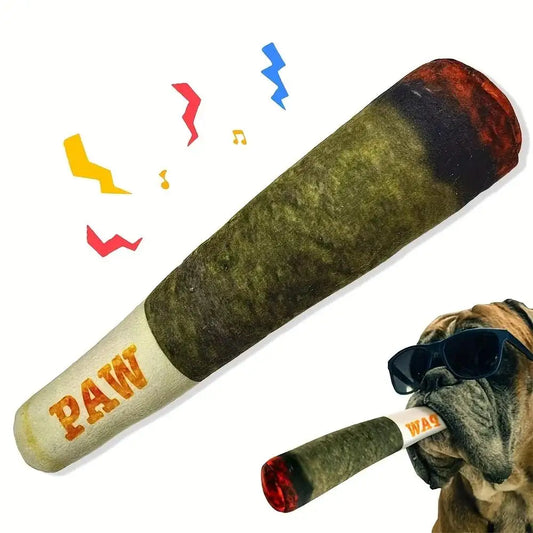 🐶 Lustiges Quietschspielzeug für Hunde – Zigarrenform aus Fleece (24 cm)