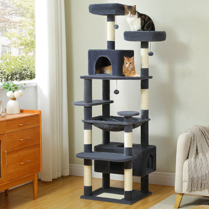 PAWZ Road „SkyLounge 184“ – XXL-Kratzbaum mit 8 Ebenen, Riesenhängematte/-bett, Sisalpfosten & Mega-Kuschelhöhle