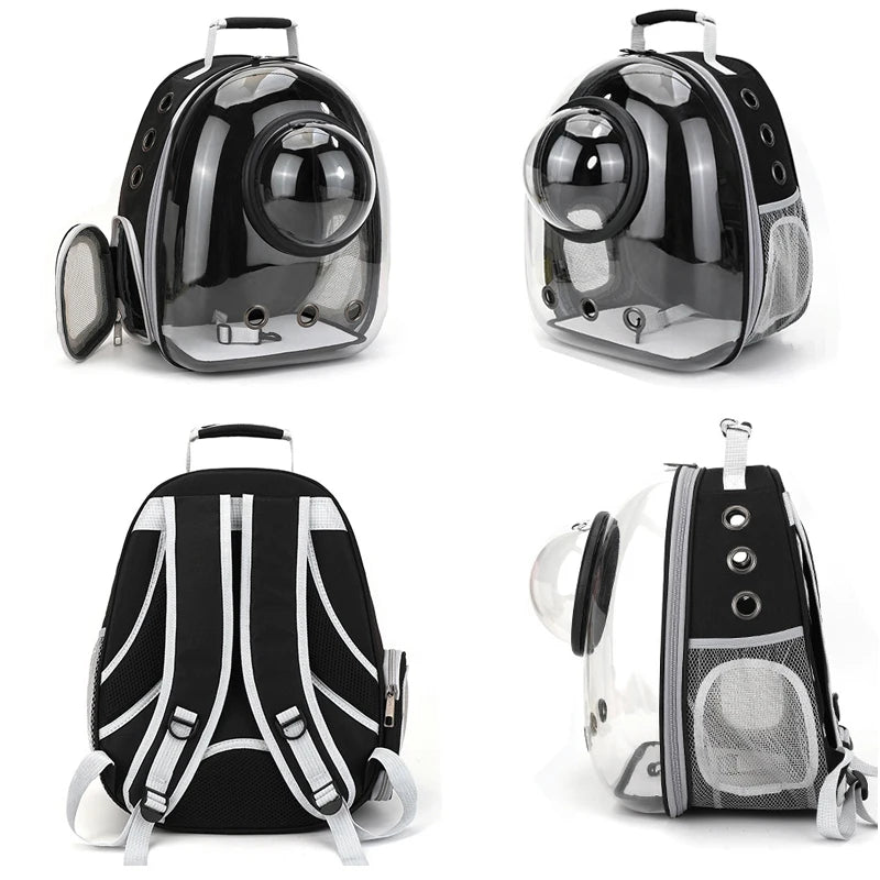 Katzenrucksack/-bett „SkyView“ – Belüfteter Transport-Rucksack für Spaziergänge mit Sichtblase & Seitentasche