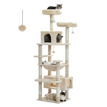 PAWZ Road „SkyLounge 184“ – XXL-Kratzbaum mit 8 Ebenen, Riesenhängematte/-bett, Sisalpfosten & Mega-Kuschelhöhle
