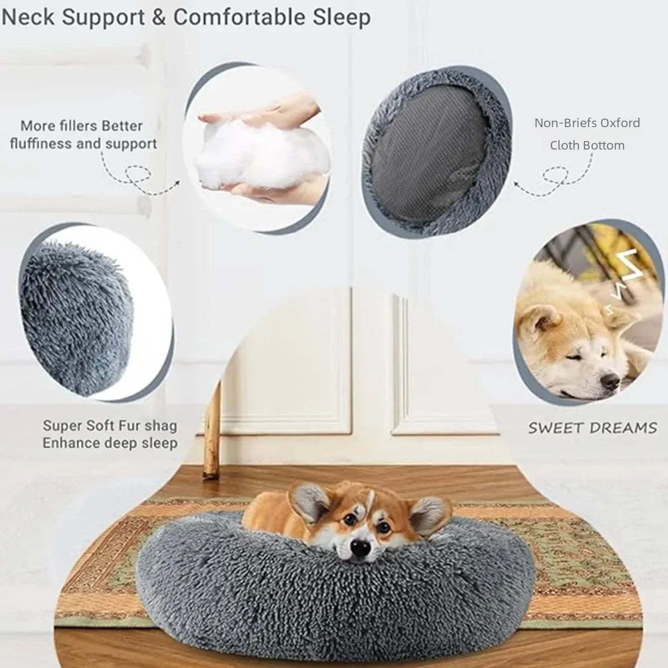 🐾 CozyNest™ Plüsch-Hundebett aus Cord – Waschbar, rutschfest ; super flauschig