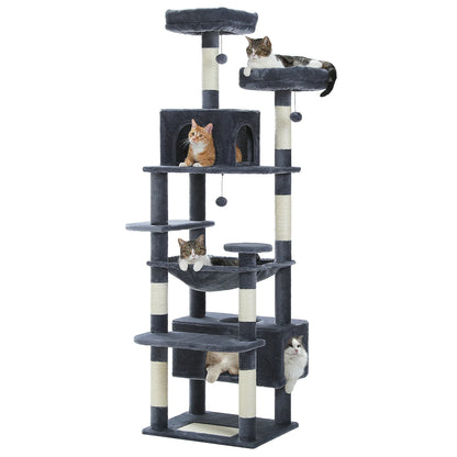PAWZ Road „SkyLounge 184“ – XXL-Kratzbaum mit 8 Ebenen, Riesenhängematte/-bett, Sisalpfosten & Mega-Kuschelhöhle
