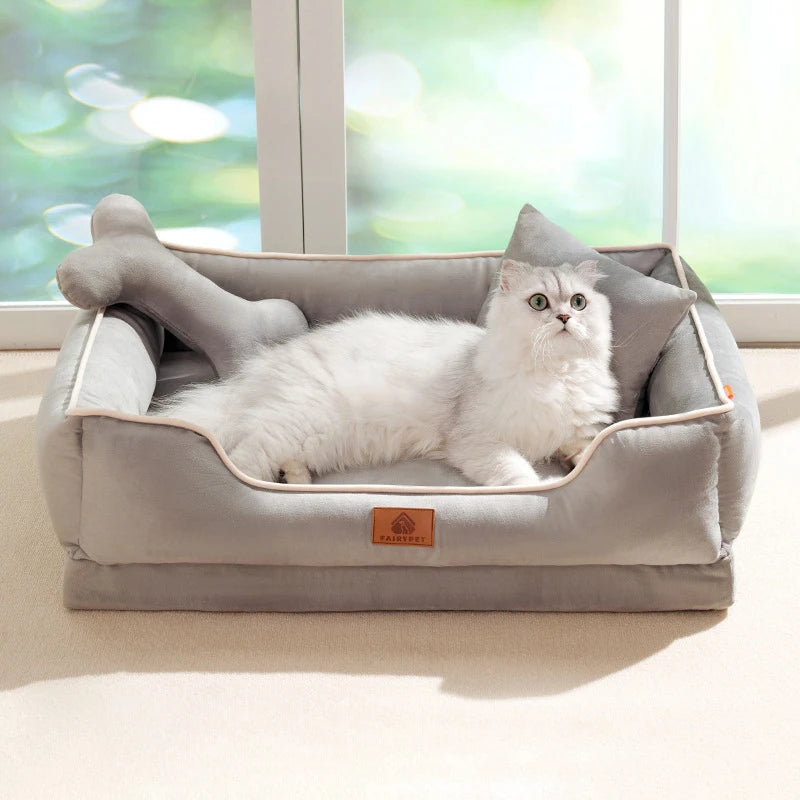 🐾CloudNest™ (Echtes) Velvet Hunde- und Katzenbett – Weich, warm & stilvoll