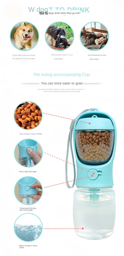 🐶 Tragbare Wasserflasche & Futterspender für Hunde – 2-in-1 Lösung für unterwegs