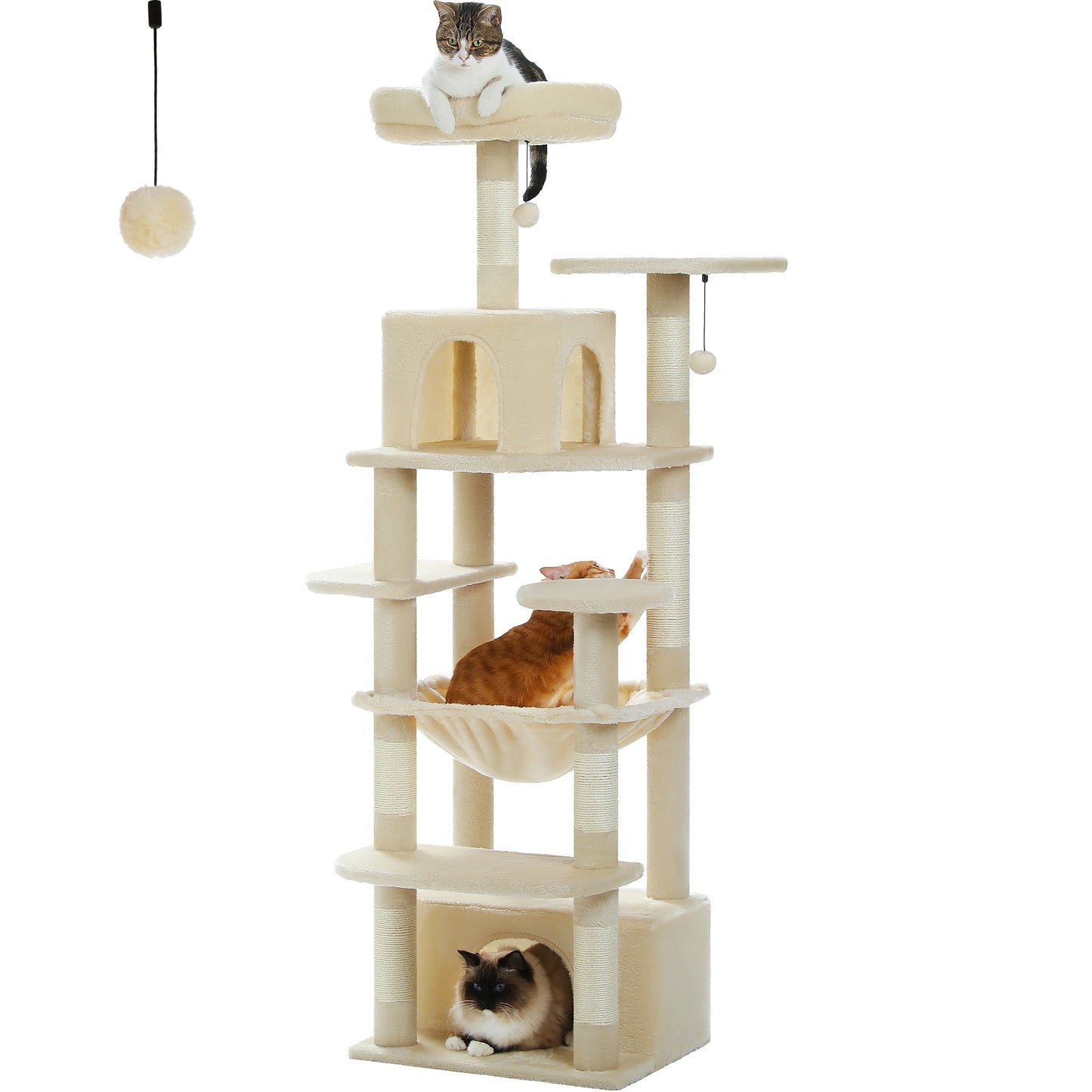 PAWZ Road „SkyLounge 184“ – XXL-Kratzbaum mit 8 Ebenen, Riesenhängematte/-bett, Sisalpfosten & Mega-Kuschelhöhle