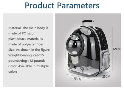 Katzenrucksack/-bett „SkyView“ – Belüfteter Transport-Rucksack für Spaziergänge mit Sichtblase & Seitentasche