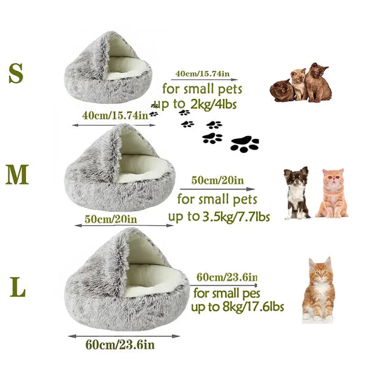 🐾 „SnuggleDome“ – Flauschiges 2-in-1 Katzenbett mit Höhlendecke & abnehmbarem Bezug
