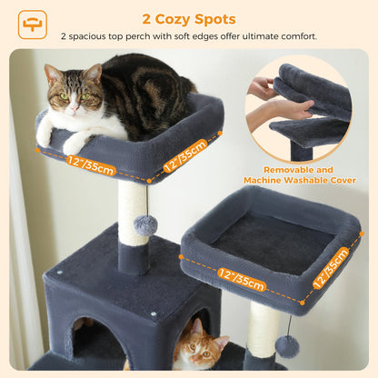 PAWZ Road „SkyLounge 184“ – XXL-Kratzbaum mit 8 Ebenen, Riesenhängematte/-bett, Sisalpfosten & Mega-Kuschelhöhle