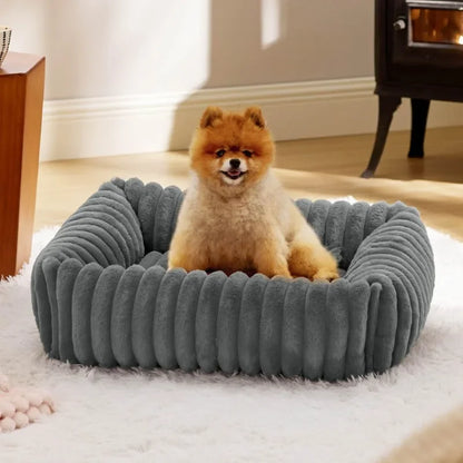 🐾  SnuggleNest™ – Kuscheliges Hundebett mit Randstütze (für kleine- mittelgroße Hunde)