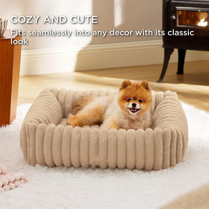 🐾  SnuggleNest™ – Kuscheliges Hundebett mit Randstütze (für kleine- mittelgroße Hunde)
