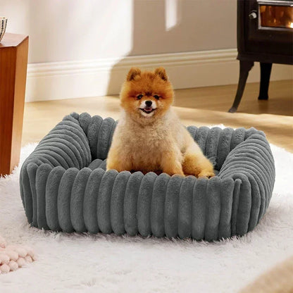 🐾  SnuggleNest™ – Kuscheliges Hundebett mit Randstütze (für kleine- mittelgroße Hunde)