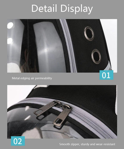 Katzenrucksack/-bett „SkyView“ – Belüfteter Transport-Rucksack für Spaziergänge mit Sichtblase & Seitentasche