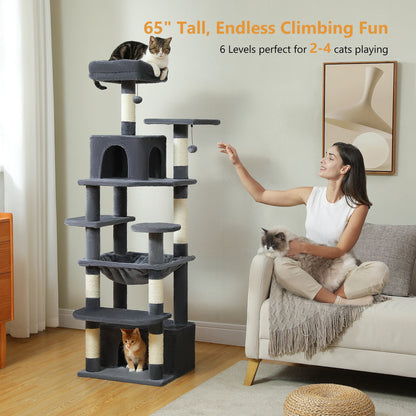 PAWZ Road „SkyLounge 184“ – XXL-Kratzbaum mit 8 Ebenen, Riesenhängematte/-bett, Sisalpfosten & Mega-Kuschelhöhle