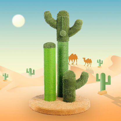 Kaktus Kratzbaum für Katzen mit 3 Sisal-Posten & Spielball – PAWZ Road