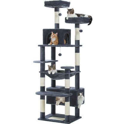 PAWZ Road „SkyLounge 184“ – XXL-Kratzbaum mit 8 Ebenen, Riesenhängematte/-bett, Sisalpfosten & Mega-Kuschelhöhle