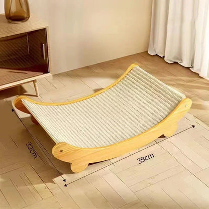 „WoodyNap“ – Multifunktionales Katzenbett mit Kratzfläche aus Holz & Sisal Schlafen, kratzen, entspannen – alles in einem stilvollen Naturdesign.