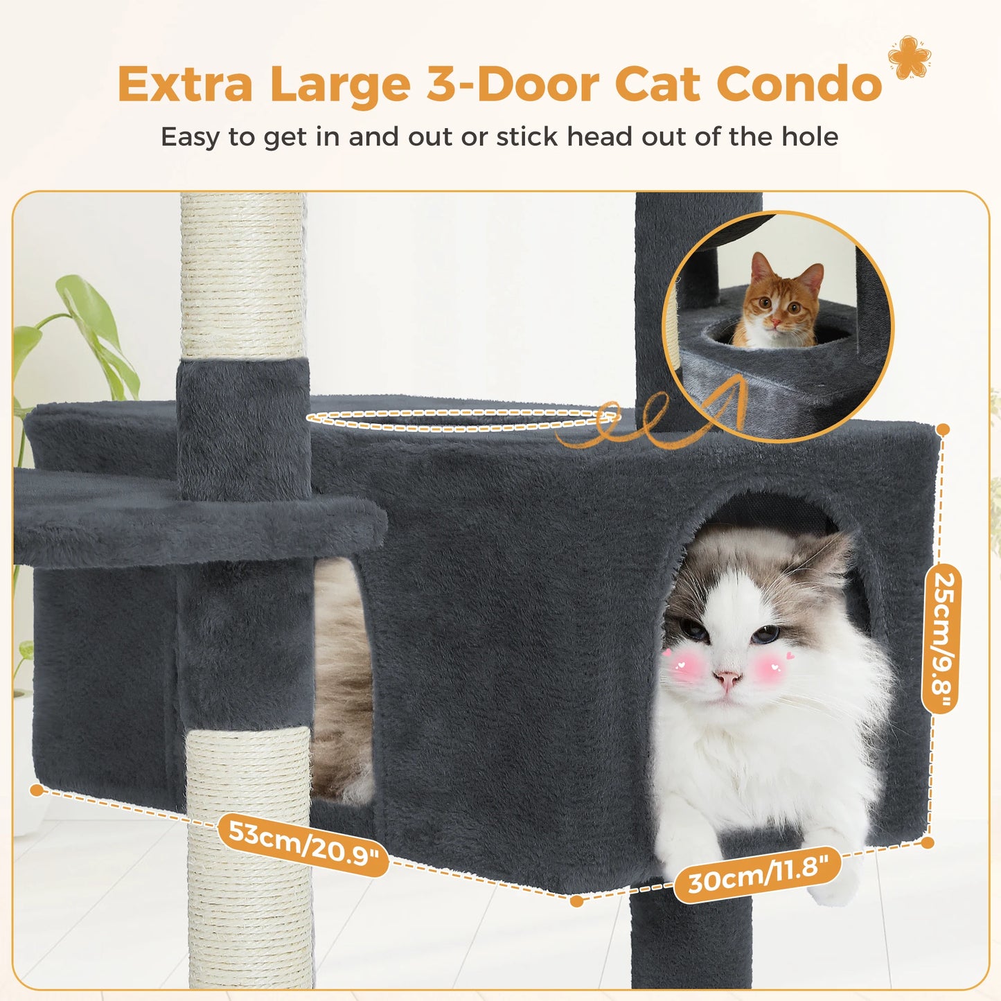 PAWZ Road „SkyLounge 184“ – XXL-Kratzbaum mit 8 Ebenen, Riesenhängematte/-bett, Sisalpfosten & Mega-Kuschelhöhle