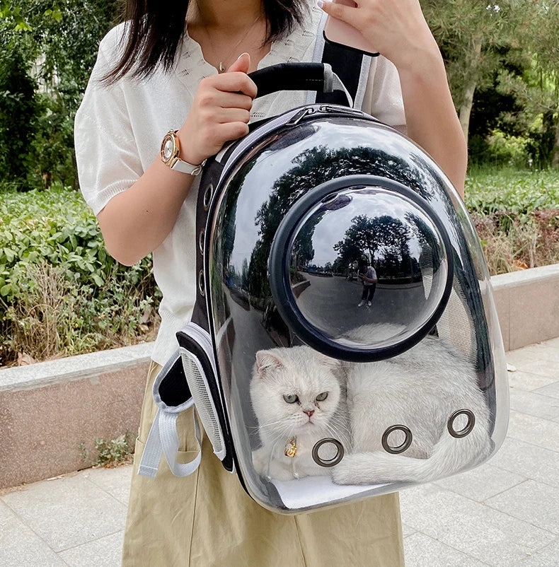 Katzenrucksack/-bett „SkyView“ – Belüfteter Transport-Rucksack für Spaziergänge mit Sichtblase & Seitentasche