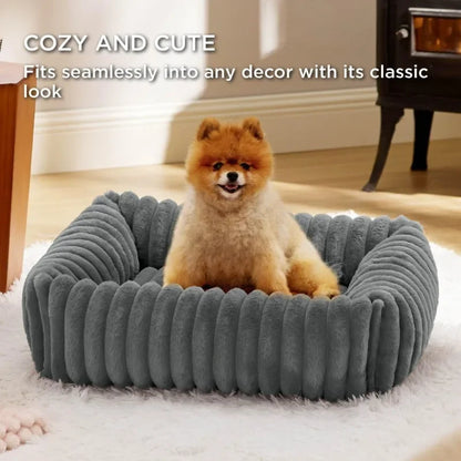 🐾  SnuggleNest™ – Kuscheliges Hundebett mit Randstütze (für kleine- mittelgroße Hunde)