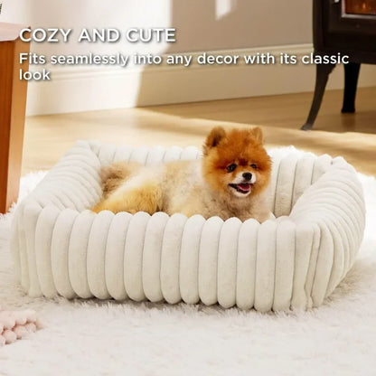 🐾  SnuggleNest™ – Kuscheliges Hundebett mit Randstütze (für kleine- mittelgroße Hunde)