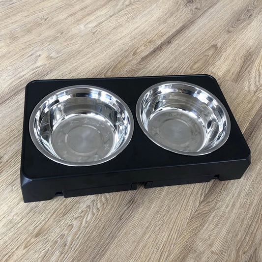 Booteely Futterstation für Hunde – Höhenverstellbar, mit 2 Edelstahlnäpfen, ergonomisches Design