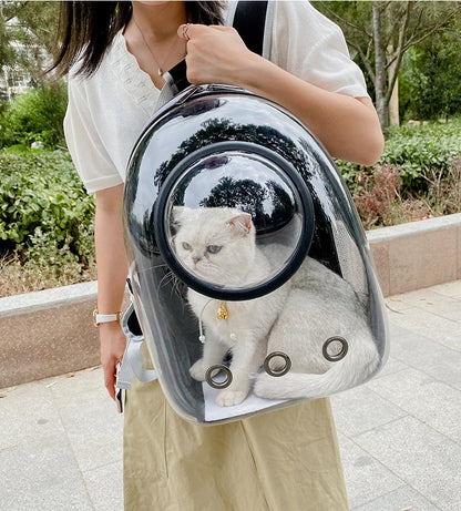 Katzenrucksack/-bett „SkyView“ – Belüfteter Transport-Rucksack für Spaziergänge mit Sichtblase & Seitentasche