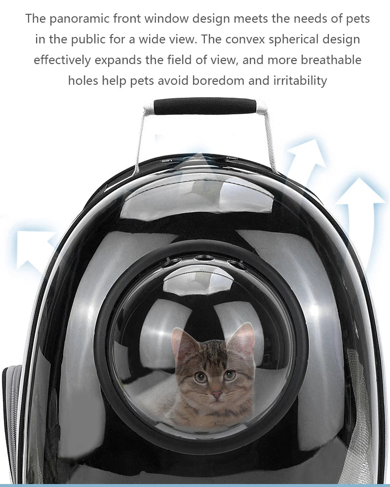 Katzenrucksack/-bett „SkyView“ – Belüfteter Transport-Rucksack für Spaziergänge mit Sichtblase & Seitentasche
