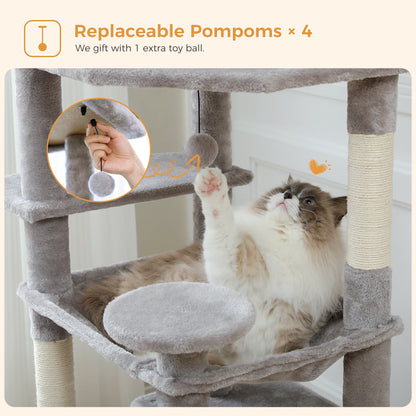 PAWZ Road „SkyLounge 184“ – XXL-Kratzbaum mit 8 Ebenen, Riesenhängematte/-bett, Sisalpfosten & Mega-Kuschelhöhle