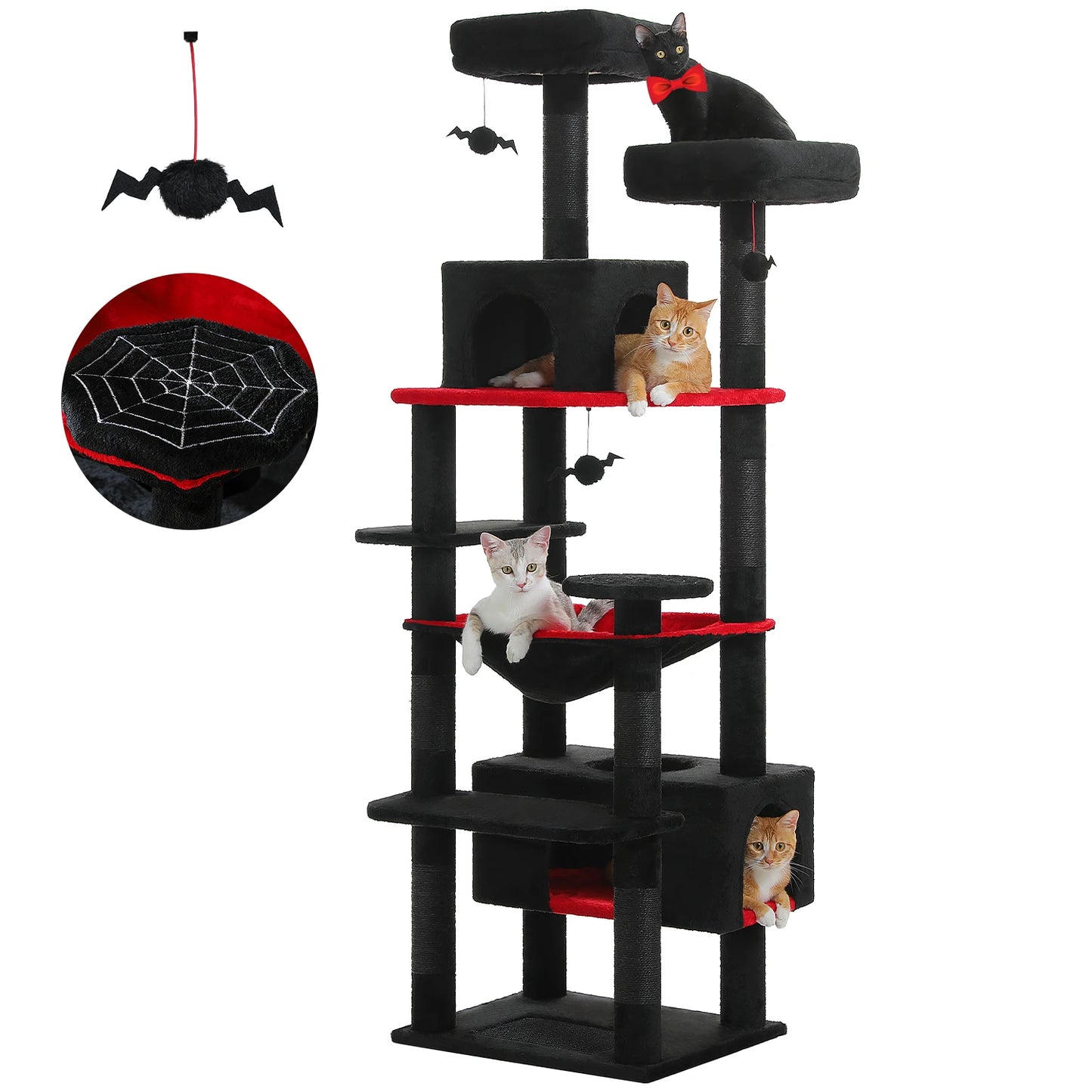 PAWZ Road „SkyLounge 184“ – XXL-Kratzbaum mit 8 Ebenen, Riesenhängematte/-bett, Sisalpfosten & Mega-Kuschelhöhle