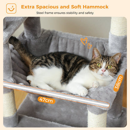 PAWZ Road „SkyLounge 184“ – XXL-Kratzbaum mit 8 Ebenen, Riesenhängematte/-bett, Sisalpfosten & Mega-Kuschelhöhle