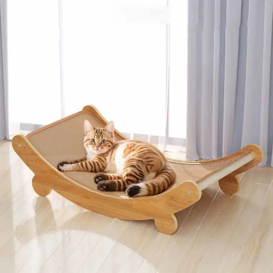 „WoodyNap“ – Multifunktionales Katzenbett mit Kratzfläche aus Holz & Sisal Schlafen, kratzen, entspannen – alles in einem stilvollen Naturdesign.