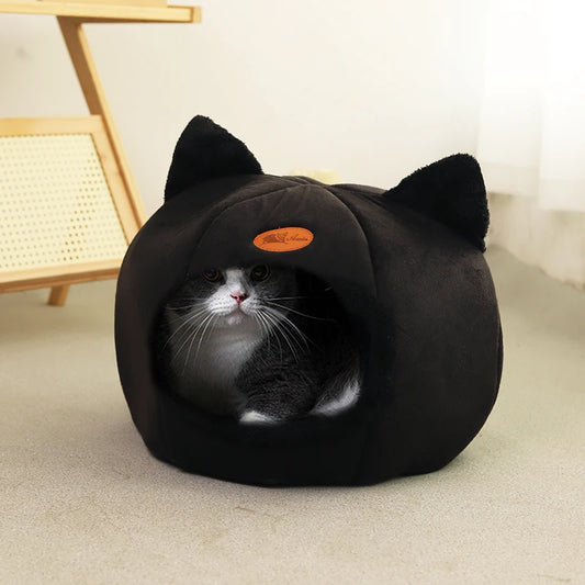 „CozyCave“ – Warme Katzenhöhle/-bett mit herausnehmbarem Kissen & rutschfester Unterseite