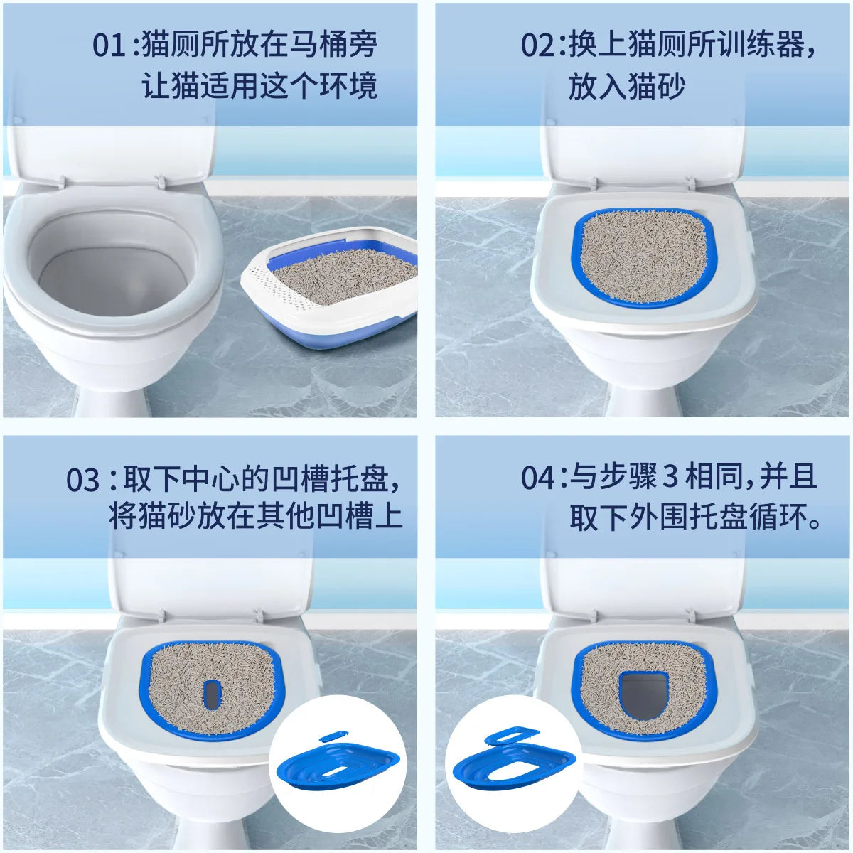🚽 Wiederverwendbares Katzenklo-Trainingsset für Erziehung – Upgrade-Version mit Klicksystem