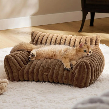 🐾  SnuggleNest™ – Premium Haustiersofa/-bett mit 3-seitiger Rückenlehne | Weiches Plüschbett für Hunde & Katzen
