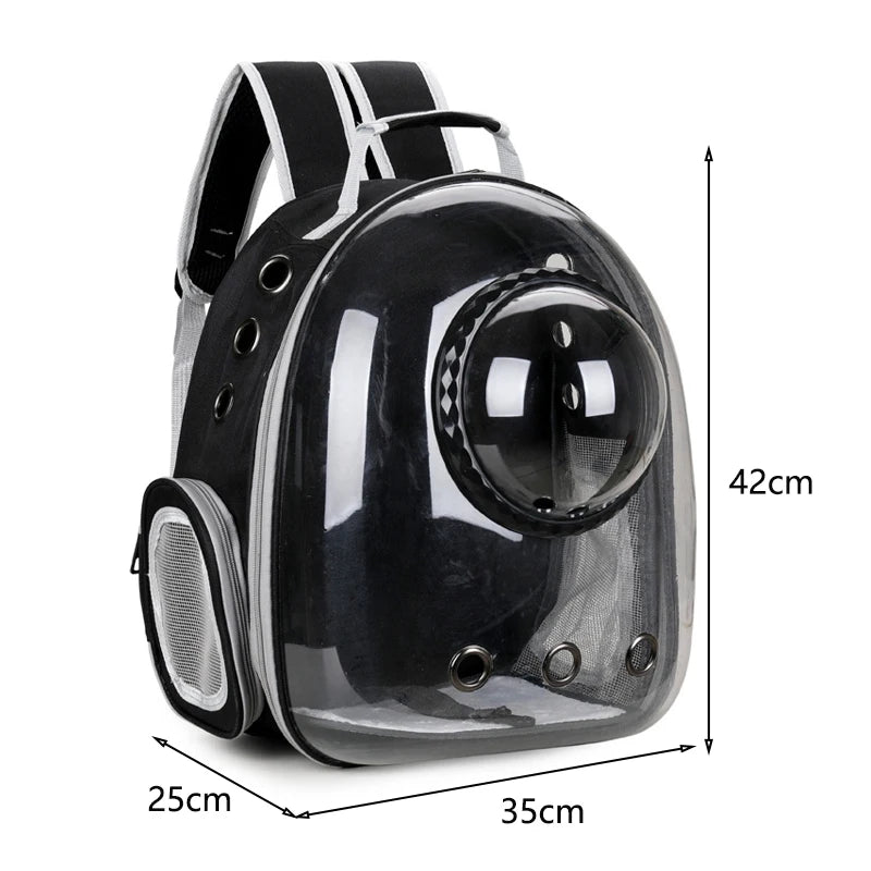 Katzenrucksack/-bett „SkyView“ – Belüfteter Transport-Rucksack für Spaziergänge mit Sichtblase & Seitentasche