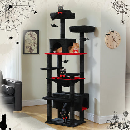 PAWZ Road „SkyLounge 184“ – XXL-Kratzbaum mit 8 Ebenen, Riesenhängematte/-bett, Sisalpfosten & Mega-Kuschelhöhle