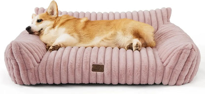 🐾  SnuggleNest™ – Premium Haustiersofa/-bett mit 3-seitiger Rückenlehne | Weiches Plüschbett für Hunde & Katzen